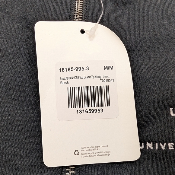 Roots 73 Jacket Adult M Black Canmore Eco ¼ Zip Hoodie Cotton Nashville Music - Picture 5 of 8